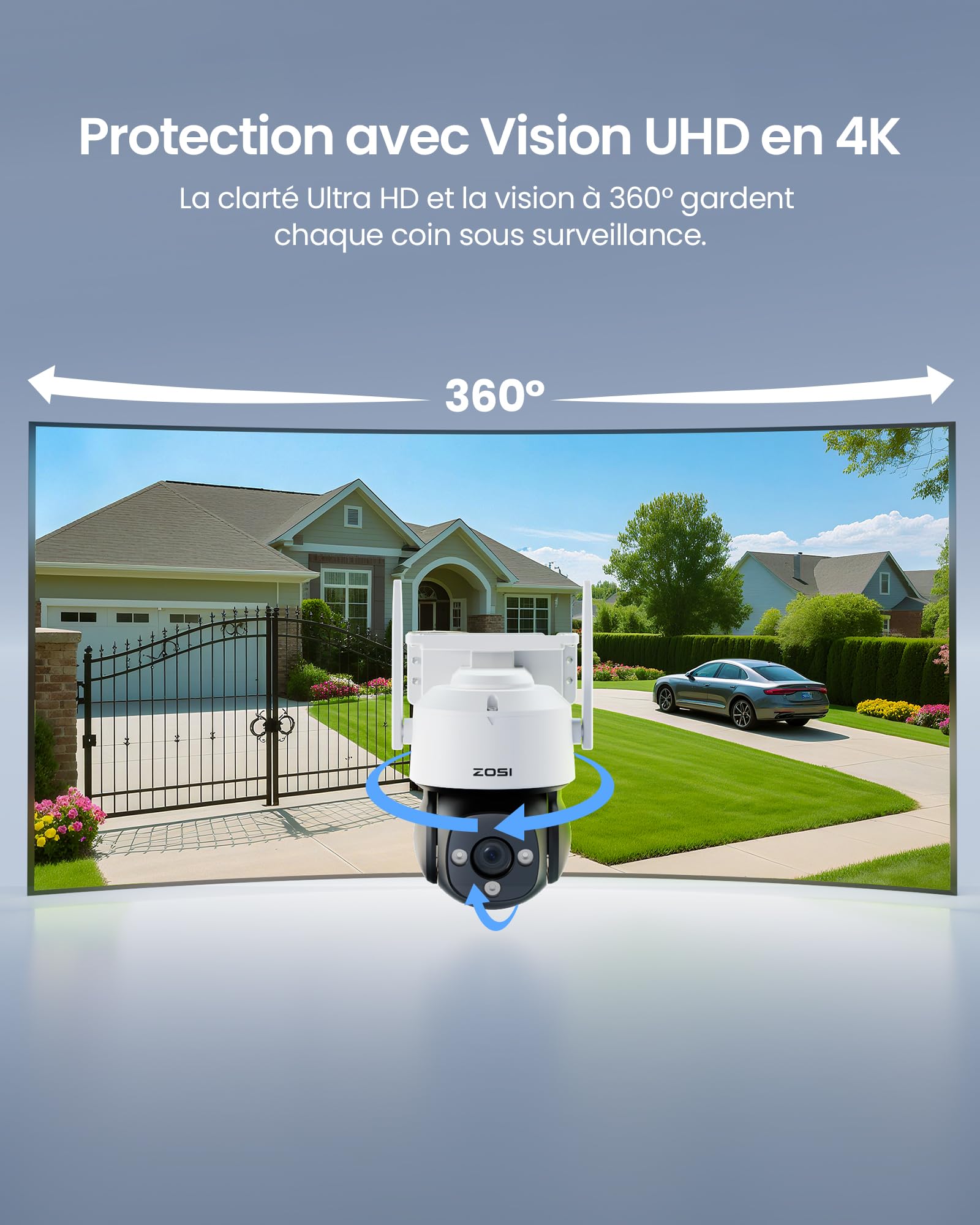 ZOSI 4MP wifi-bewakingscamera voor binnen, 2,4/5GHz wifi-camera