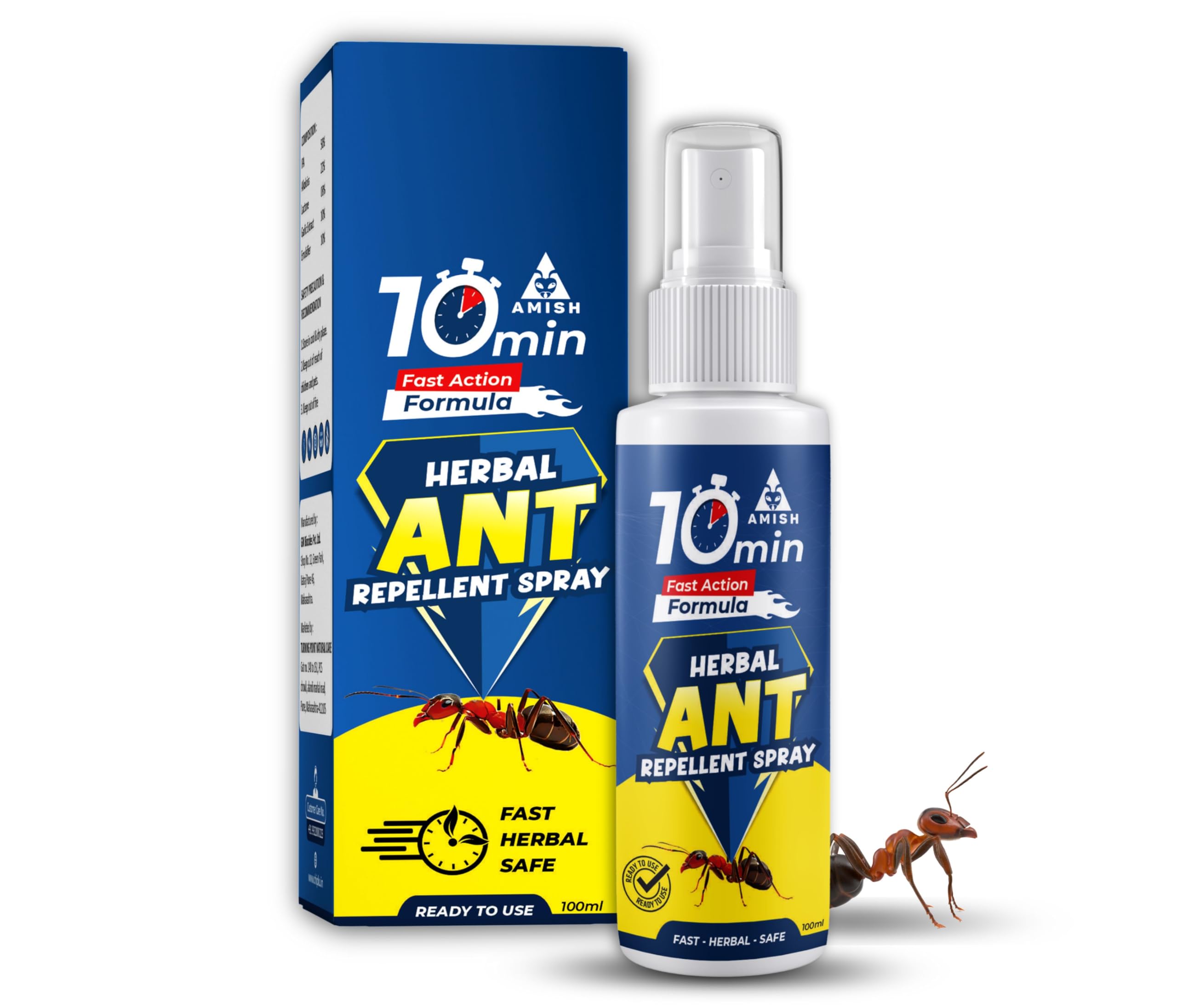 Herbal Ant Spray 100ml Pack-5 |10 Minutes Formula |Removes Entire Ant colony|Powerful 100% Organic No Chemical Ant Repellent Spray for Home Kitchen Office Garden Long Lasting Protection