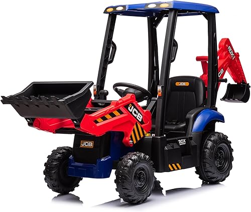 Excavadora JCB de 12 V con control remoto, automóvil eléctrico para niños de 3 a 8 años con tractor, excavadora, brazo de excavación, automóvil con