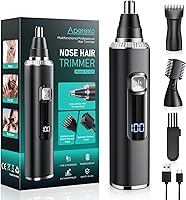 Apetexo Nose Hair Trimmer for Men & Women: USB-C Rechargeable, Painless 8500RPM Double Blades, IPX7 Waterproof Ear Eyebrow Groomer