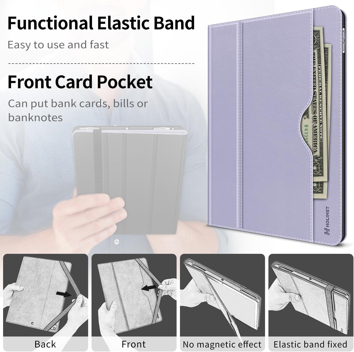 H HOLIMET Case for iPad Air 3rd Generation/iPad Pro 10.5 inch with Pencil Holder Soft TPU Stand Smart Cover, Auto Wake/Sleep Stand for 10.5" iPad Air 3 2019 / iPad Pro 2017 (Purple)