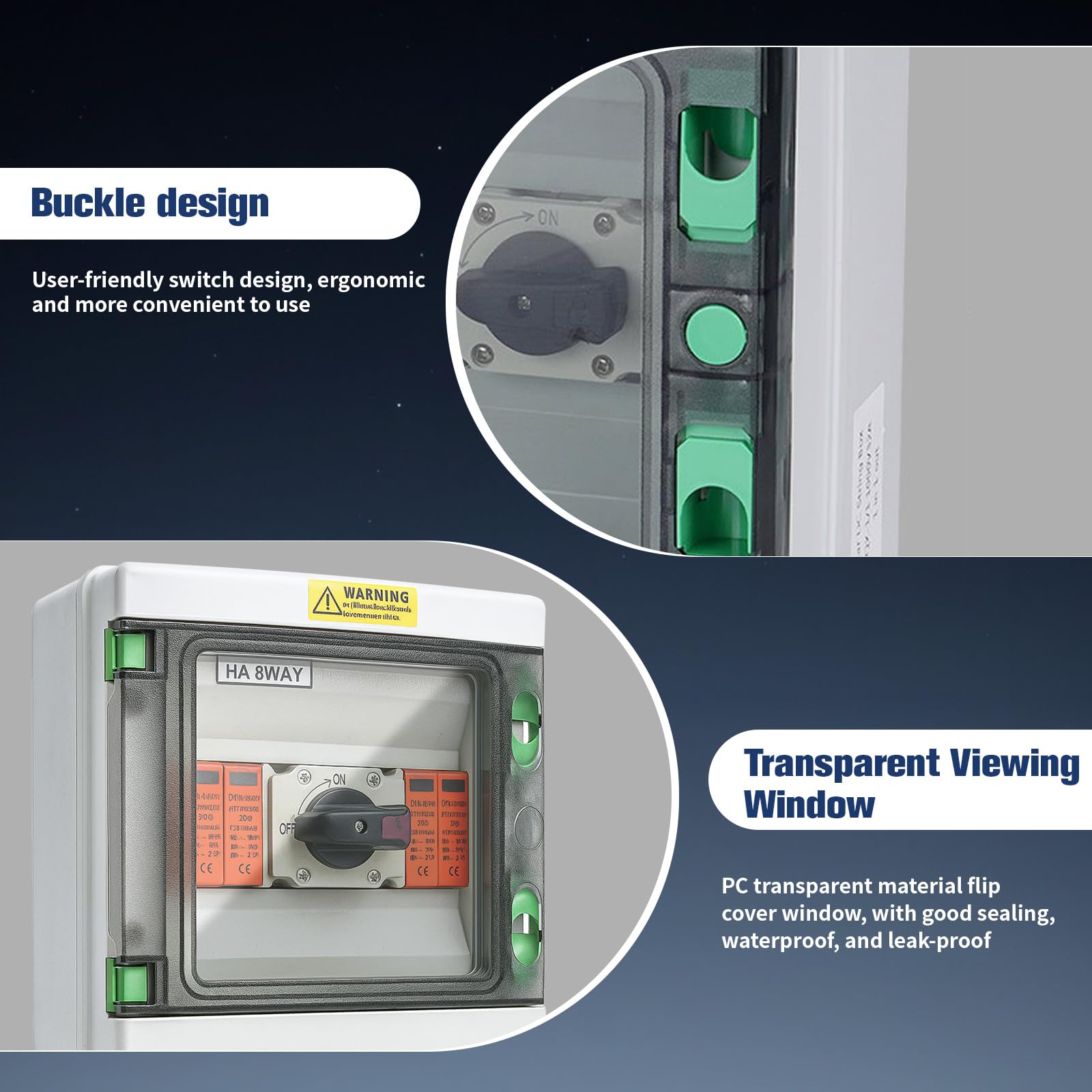Überspannungsschutz PV DC 1000V 32A - Solar Anschlusskasten, Trennschalter Blitzschutz, 2 String (2 In 2 Out) Mit IP65 Solar PV Anschlusskasten Für PV Anlage Komplettset