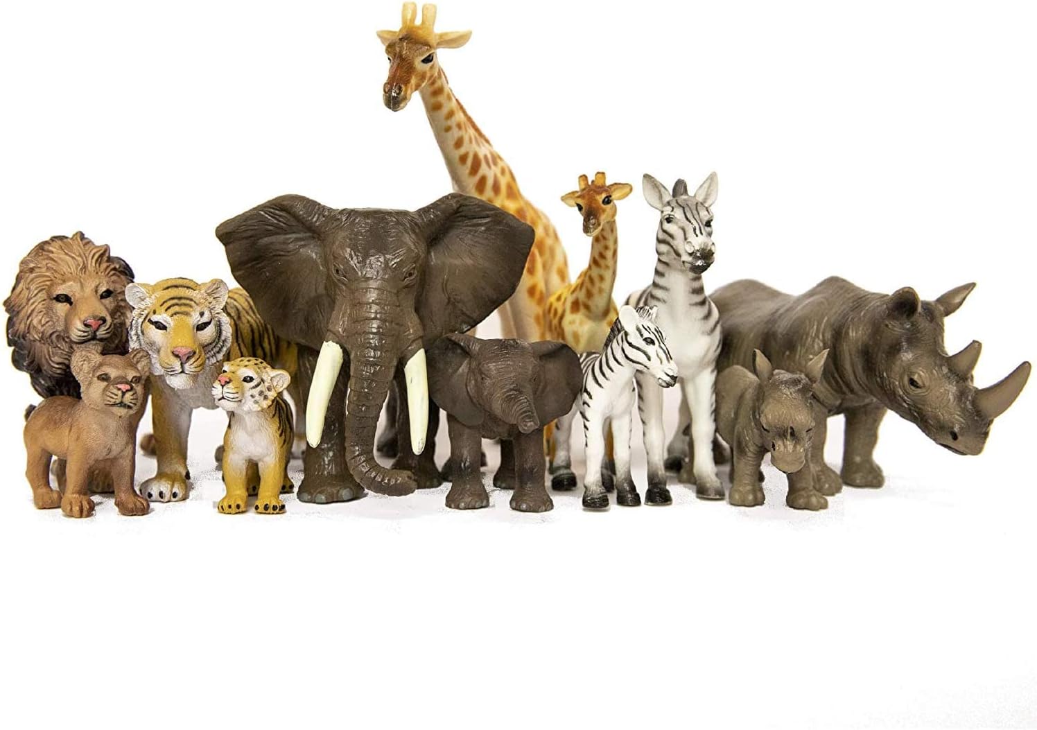 Premium Realistic Safari Zoo Wild Animals Set (12 Piece) - Parent and Baby Zoo Animals, Safari Animals, Jungle Animals, African Animals - Educational Child Development Toy - Animal Toy Figures