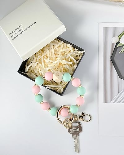 Vista 3 de Llavero de silicona para mujer, pulsera elástica para llaves de automóvil, carteras, tarjetas de crédito y tarjetas de crédito