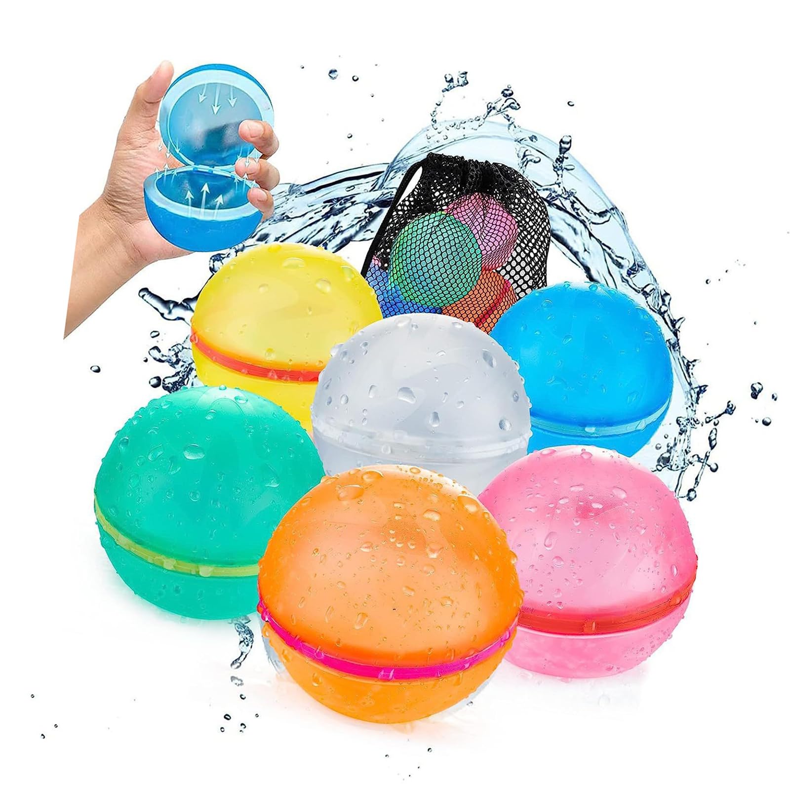 Amazon.co.jp: 水風船 8個入り 再利用可能な水風船 水遊び 繰り返し