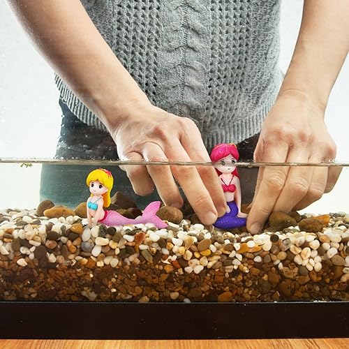 Miniatura 7 de COHEALI Decoración de sirena para acuario, decoración de pecera de sirena, 4 piezas, figuras de sirena en miniatura, mini estatuas de sirena,