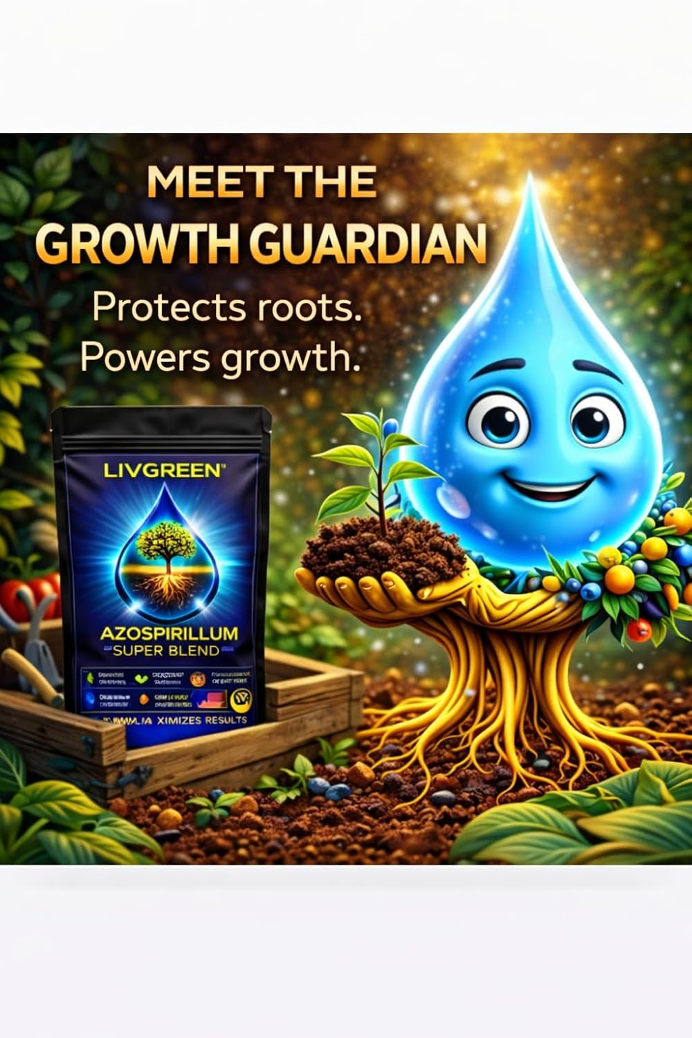 Megazospirillum, Azospirillum Super Blend, Organic Bio Fertilizer, Boost Plant Growth and Root Mass, Perfect for new plantings, Transplants, and Propagation.