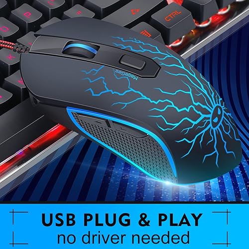 Miniatura 2 de Combo de teclado y mouse para juegos, teclado con retroiluminación LED RGB K1 con cable con 104 teclas para computadora, PC, teclado para juegos
