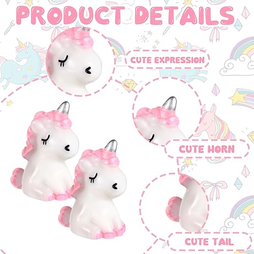 Miniatura 4 de Barydat 60 piezas de figuras miniatura de micro unicornio para jardín, casa de muñecas de unicornio, accesorios de jardín de hadas, paisaje de