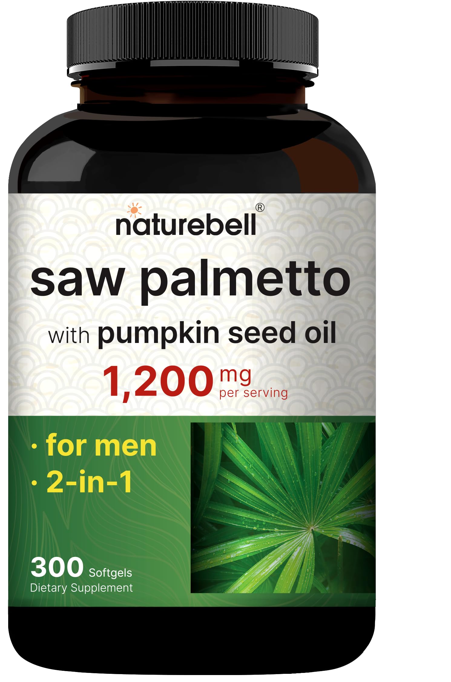 Saw Palmetto for Men with Pumpkin Seed Oil, 1200mg, 300 Softgels