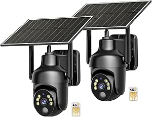 Cellular Security Camera with Built-in 4G LTE SIM Card, Unlimited Data Plan, 2K Color Night Vision, 360° Live View, Motion Alerts, Remote Access, Solar Powered No WiFi Security Camera Outdoor asin的图片