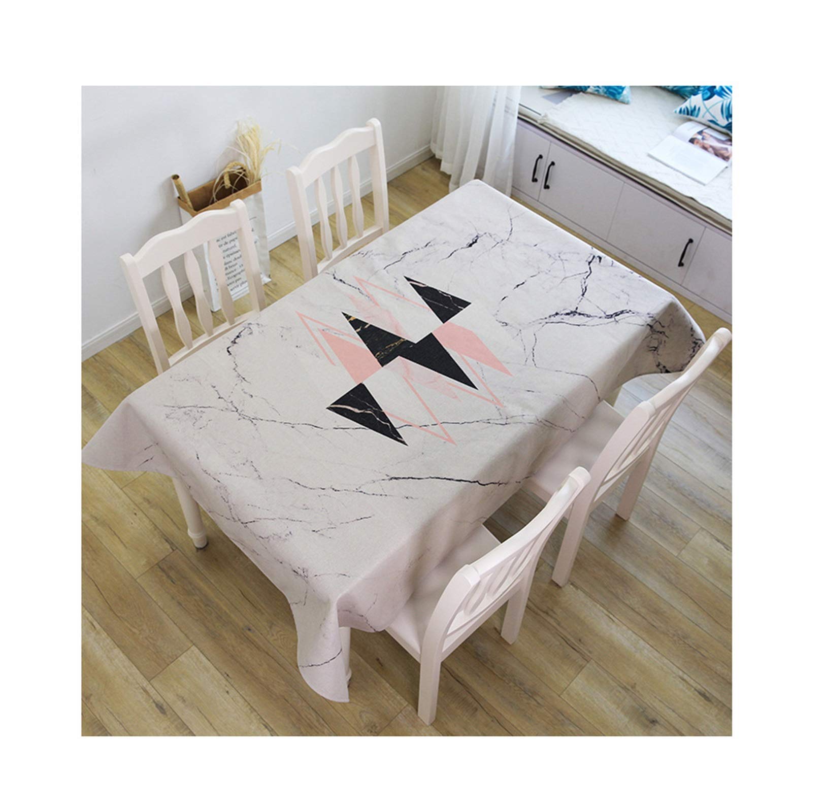 Nappe motif de triangle marbre 140x180cm coton lin toile de fond moderne
