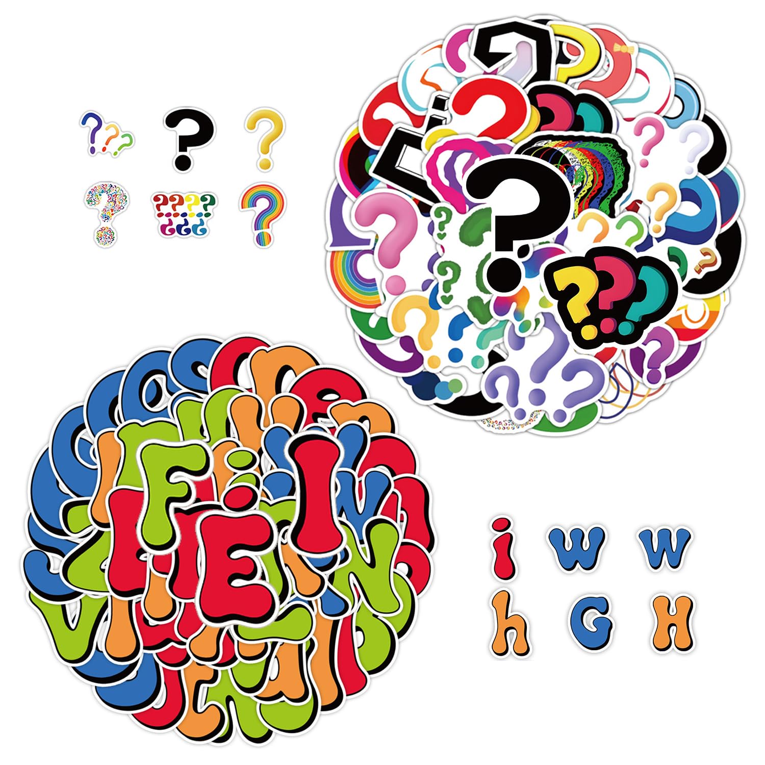 Tvsvkwe Multicolor 50 English Letter Stickers And 60 Question Mark Stickers, Creative Stickers, Diy Decorative Stickers, Funny Stickers.