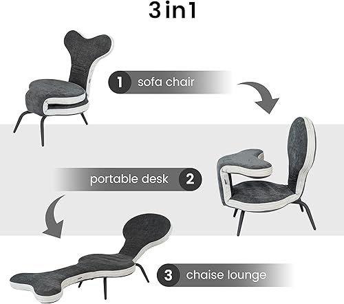 Miniatura 3 de Sofá cama plegable 3 en 1, 63 pulgadas, cómoda silla de lectura de lino de gran tamaño para adultos, silla convertible de cama para caravana, sofá