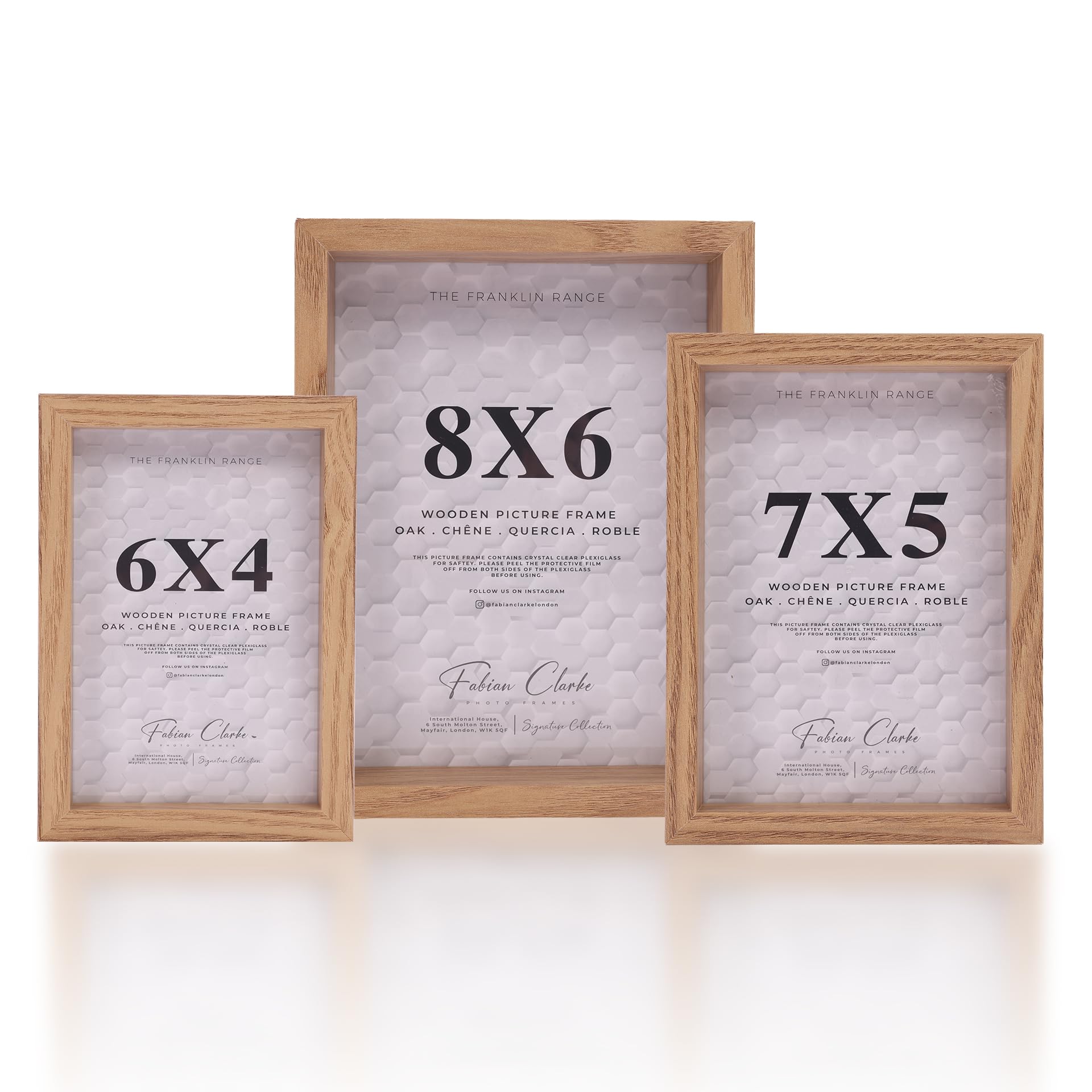 Picture Frame Set Oak Interlocking Picture Frames Multi Size Photo Frames 6x4 7x5 and 8x6, Slot Together Wall or Table Display