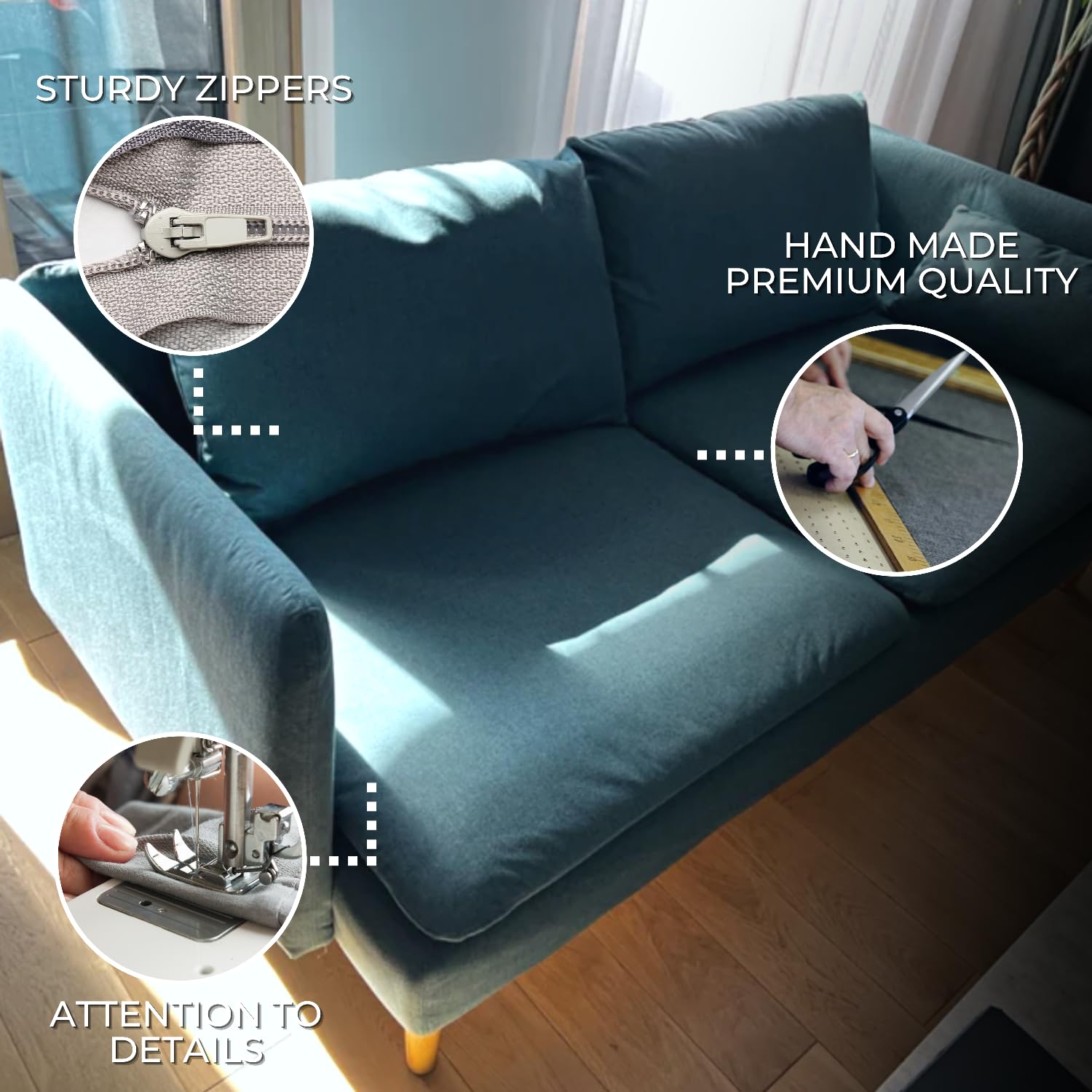 comfortly Copertura per divano a 3 posti Soderhamn, copertura di ricambio, resistente, 10 pezzi, tessuto morbido e resistente, lavabile, facile da pulire e sostituire (corona, blu oceano)