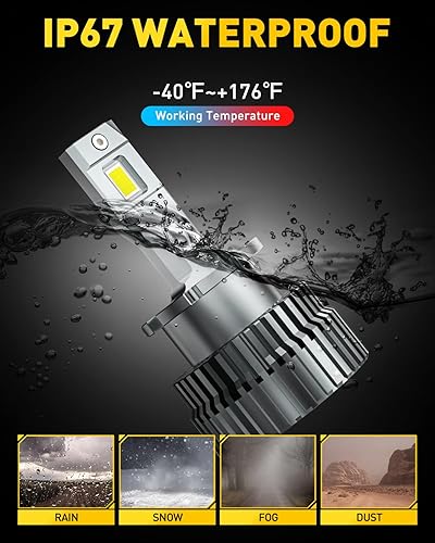 Miniatura 10 de AUXITO D3S D3R LED Headlight Bulbs, 24000Lumens 120W 6000K White 500% Brightness, High and Low Beam Xenon HID Replacement Lights, Plug and Play,