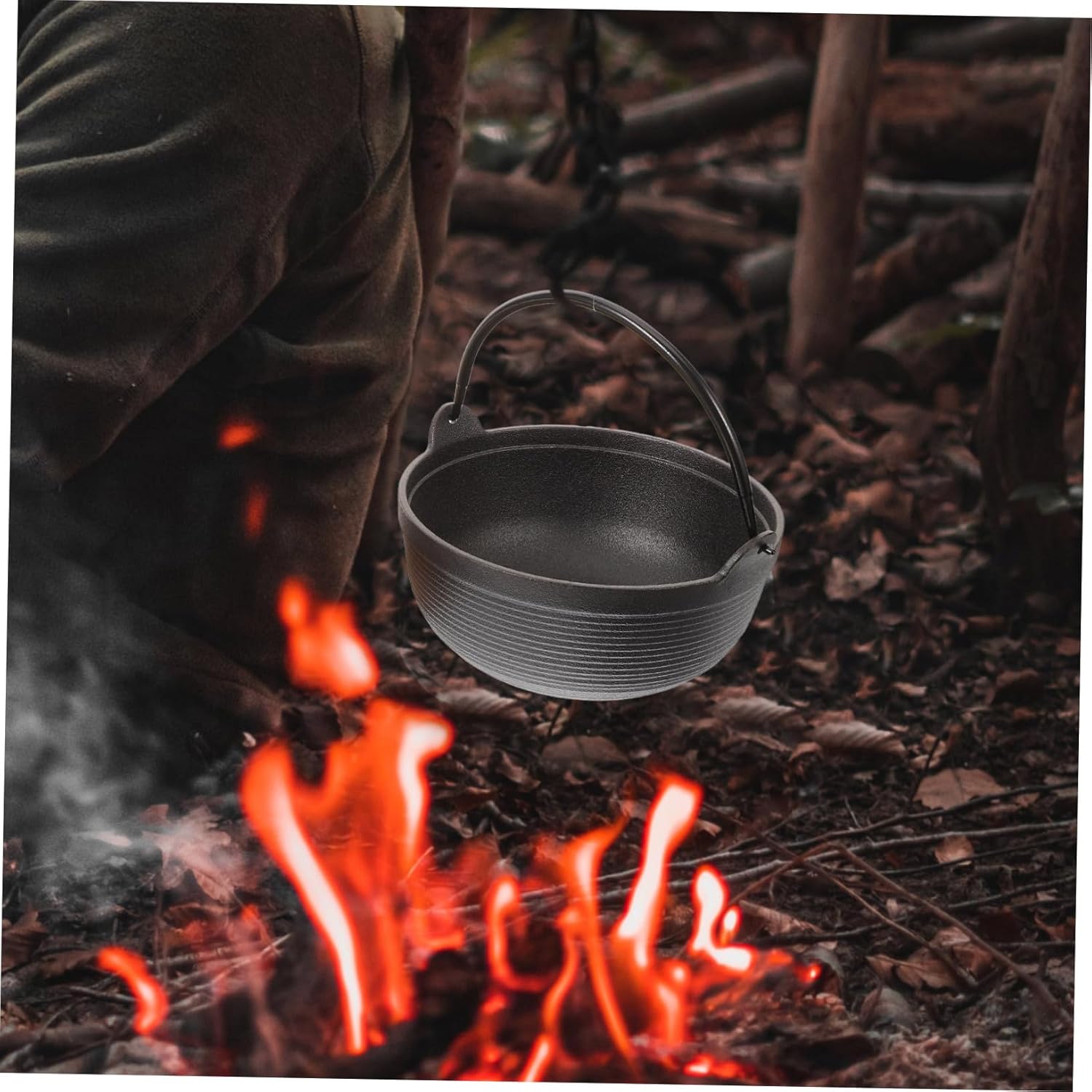 Iron Pot Lid Japanese Style Non-stick Cooking Pot Cauldron for Outdoor Camping Cookware
