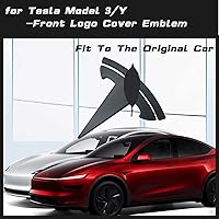 Vista 2 de YHCDSEA Para Model 3 Highland/Model Y Juniper Front Trunk Emblema Cubierta Adhesiva, Accesorios Adhesivos Accesorios (Matt Black-Front Logo Cover)