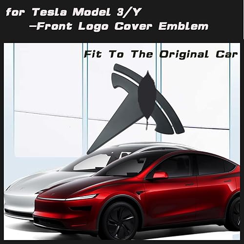 Miniatura 2 de YHCDSEA Para Model 3 HighlandModel Y Juniper Front Trunk Emblema Cubierta Adhesiva, Accesorios Adhesivos Accesorios (Matt Black-Front Logo Cover)