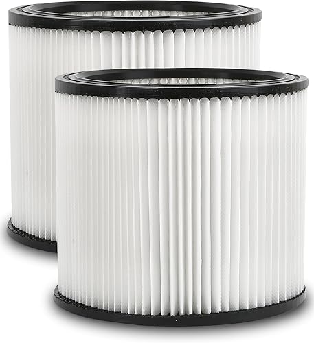 Miniatura 2 de 90304 Filtro de repuesto para aspiradoras Shop Vac 90304, 90350, 90333, 90585, de 5 galones y superiores (2 filtros de repuesto+2 tapas)