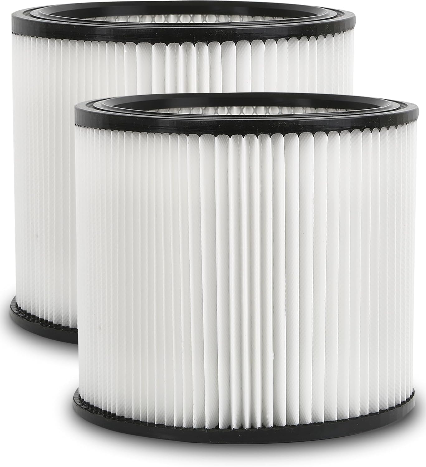 Filtro de repuesto 90304 para aspiradoras húmedas y secas Shop Vac 90304, 90350, 90333, 90585, de 5 galones y superiores (2 filtros de repuesto + 2 tapas)