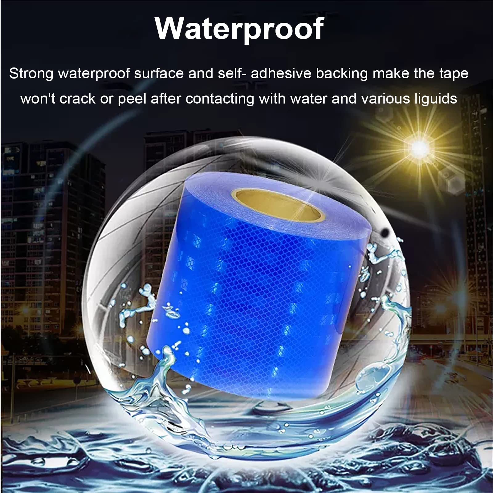 Cintas de aviso de seguridad Azul Banda Reflectora de Visibilidad, Autoadhesivo Cinta Reflectante para Exteriores para Señalización de Suelos/Remolques/Camiones/Coches/Barcos, Uso DIY ( Color : W 3cm/