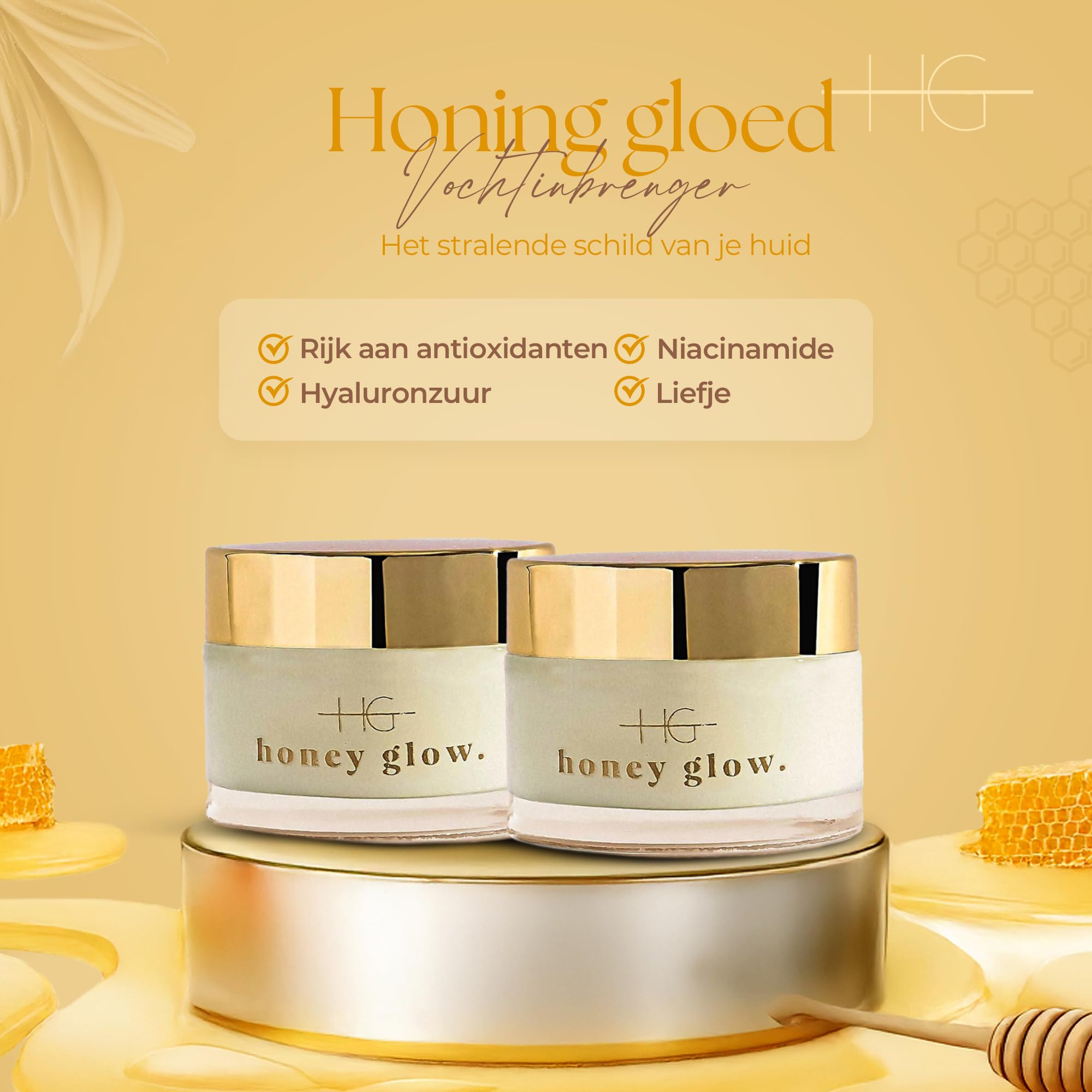 Honey Glow Duo Ultra nawilżający krem do twarzy z ceramidami i miodem, SPF 15 (2 x 50 ml) – lekki krem na dzień z niacynamidem, kwasem hialuronowym i przeciwutleniaczami