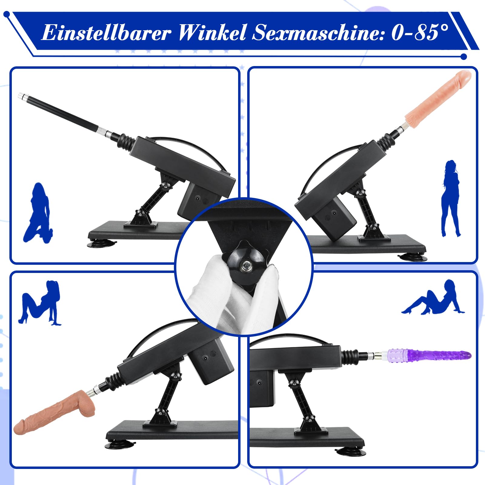 Sexmaschine mit 6 Sexspielzeug Dildo Zubehör und 10cm Saugnapf Adapter