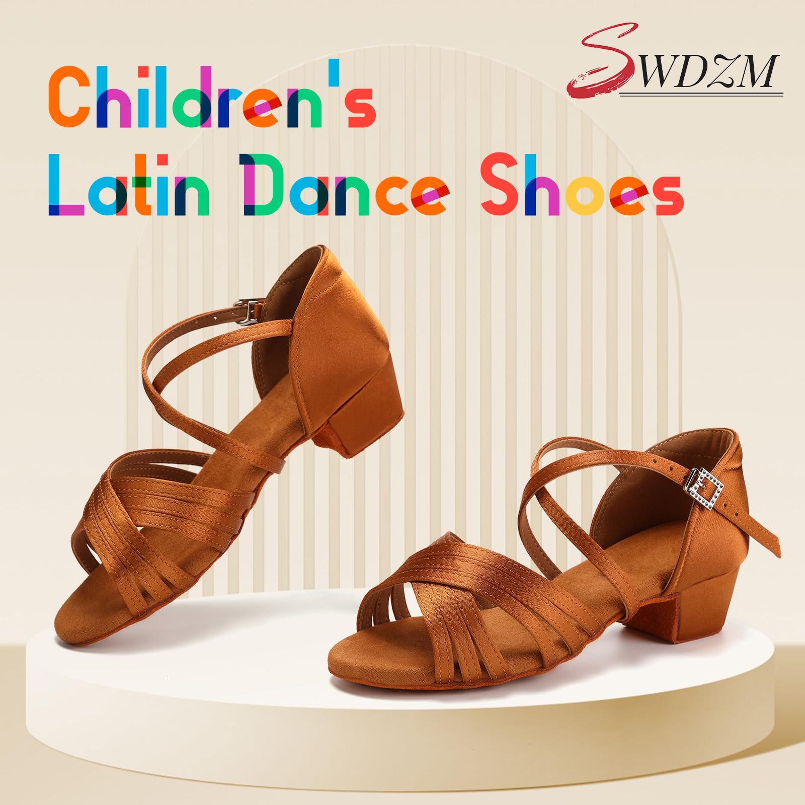 SWDZM Scarpe da Ballo Latino Americano Bambina&Donna Scarpe da Ballo Salsa Bambina con Tacco Basso