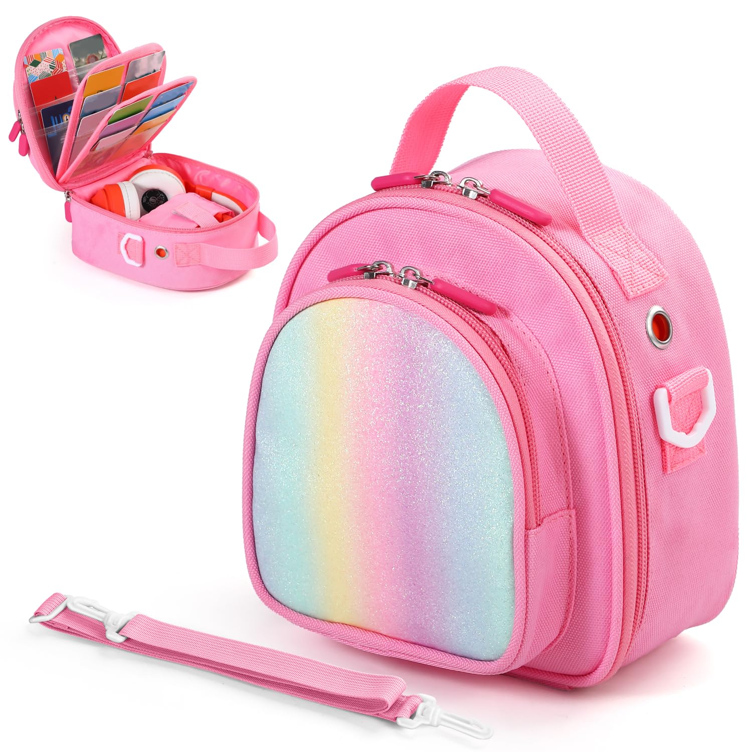 Carrying Case Compatible with Yoto Mini (2024 Edition),30 Cards Storage Bag with Handle and Shoulder Strap, Travel Storage box for Player & Headphone