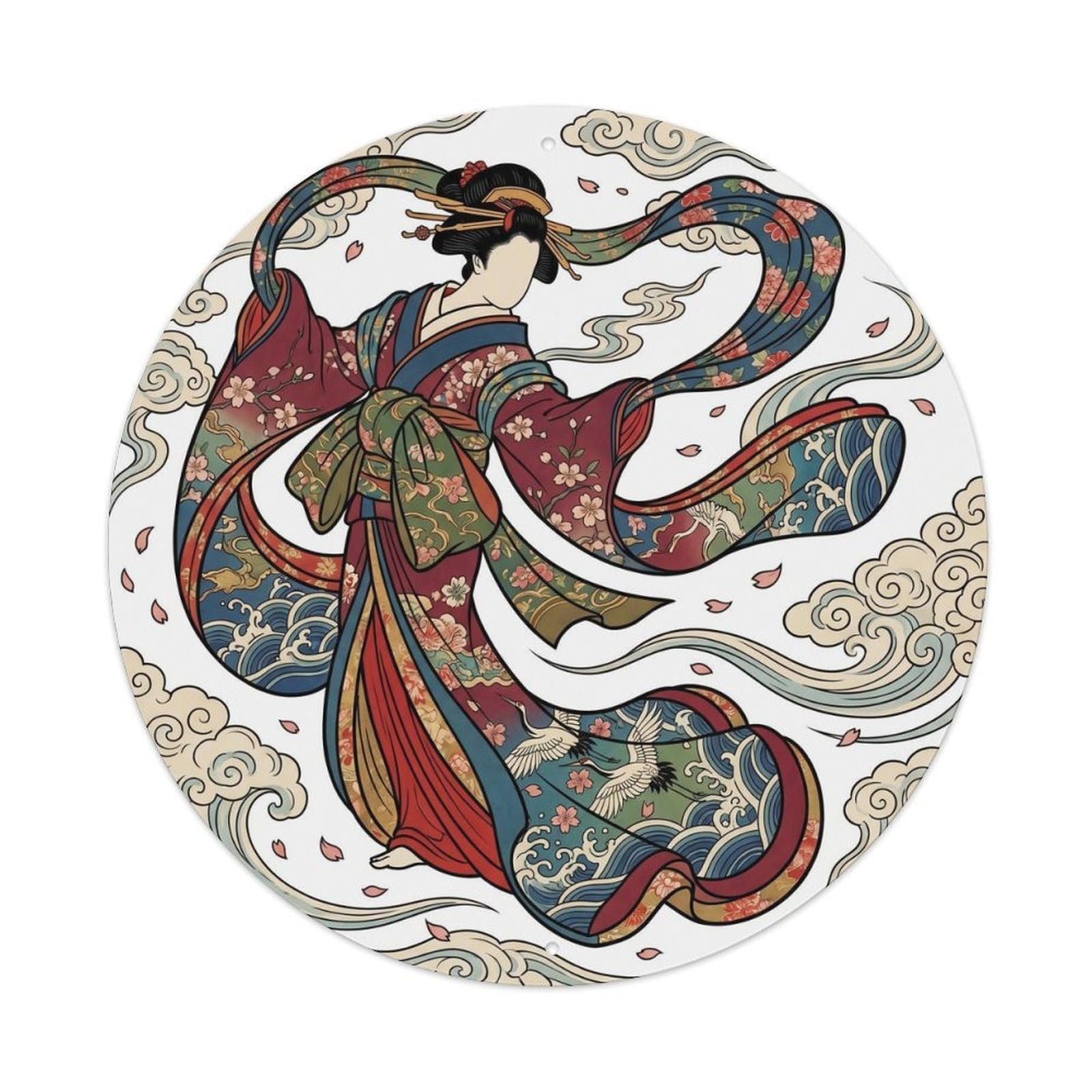 Fqnyr Style Metal Tin Sign Japanese Geisha Dancing Sleeves Flowing Ethereal