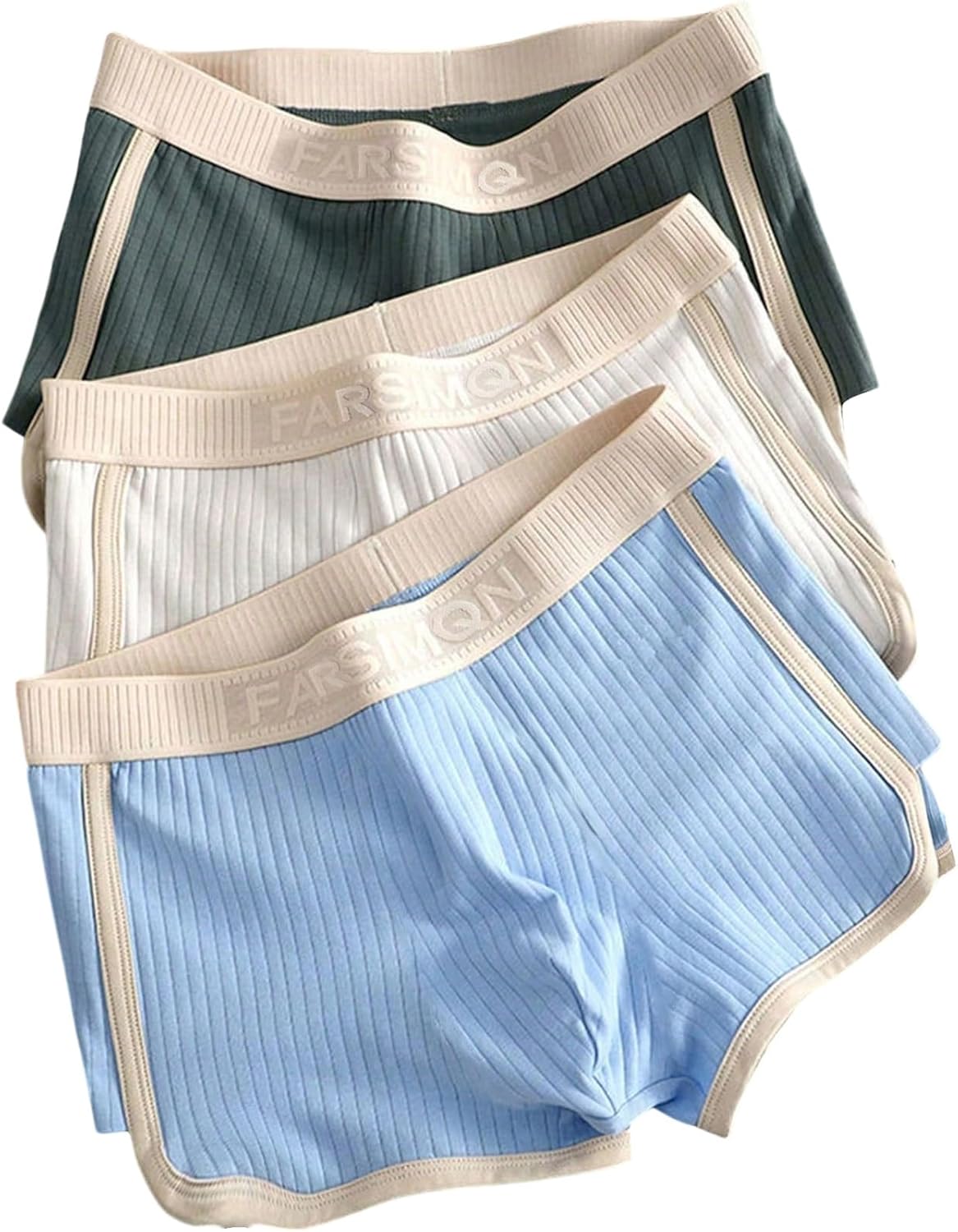 SOLY HUX Men's Boxer Briefs 3 Packs Trunks Mid Rise Underwear Stretchy Knitted Panties