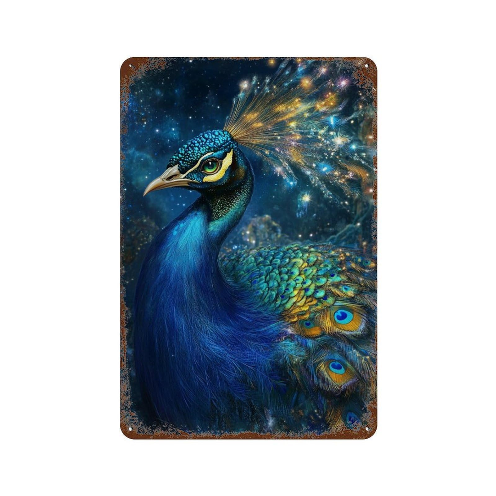 Galactic Peacock Majesty -2 11.8"x7.9" Vintage Metal Tin Sign, Retro Wall Decor for Office, Studio And Wall Decor