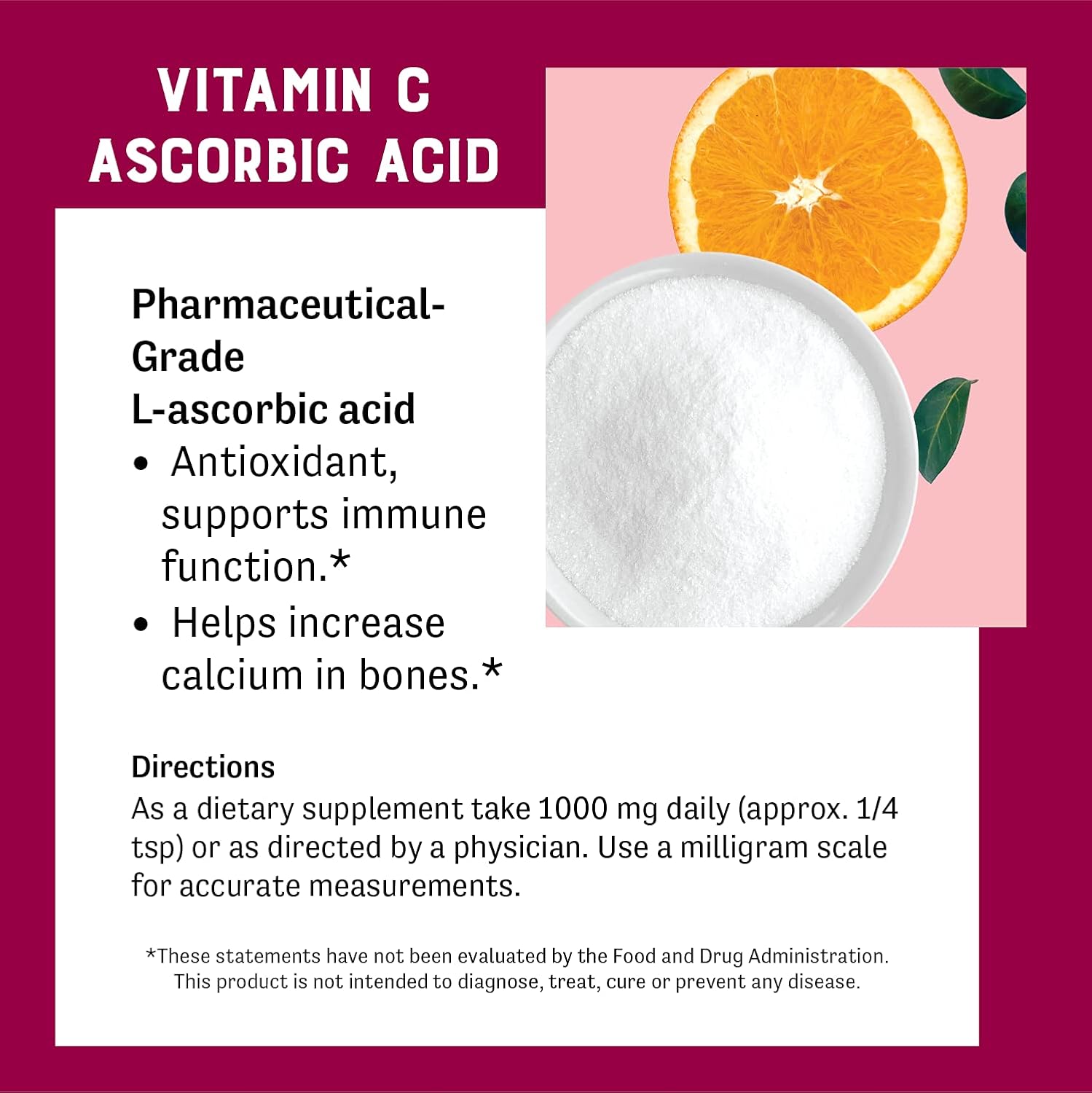 Judee’s Pure Vitamin C Powder 1.5lb (24oz) - 100% Non-GMO, Gluten-Free and Nut-Free - (L - Ascorbic Acid) - Immune Support & Antioxidant Supplement - No Fillers - for Cosmetics and Preserving Foods