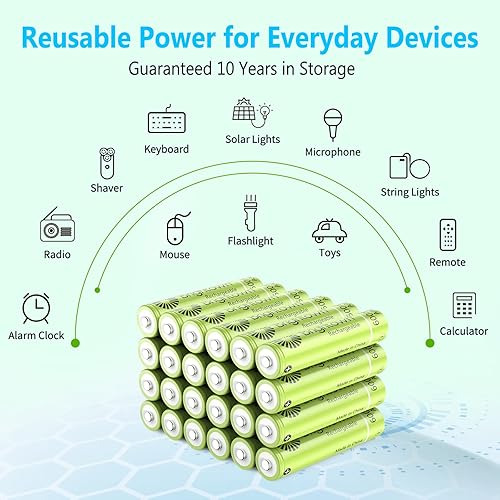 Vista 4 de Brightown Baterías AAA recargables, baterías solares triple A precargadas NiMH de 600 mAh para luces solares y dispositivos domésticos