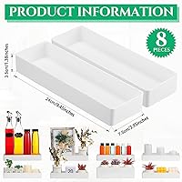Vista 2 de Teling Organizador de cajones de escritorio de plástico, 8 unidades, rectangular, 9.45 x 2.95 x 1.38 pulgadas, medio accesorio, bandeja de papel