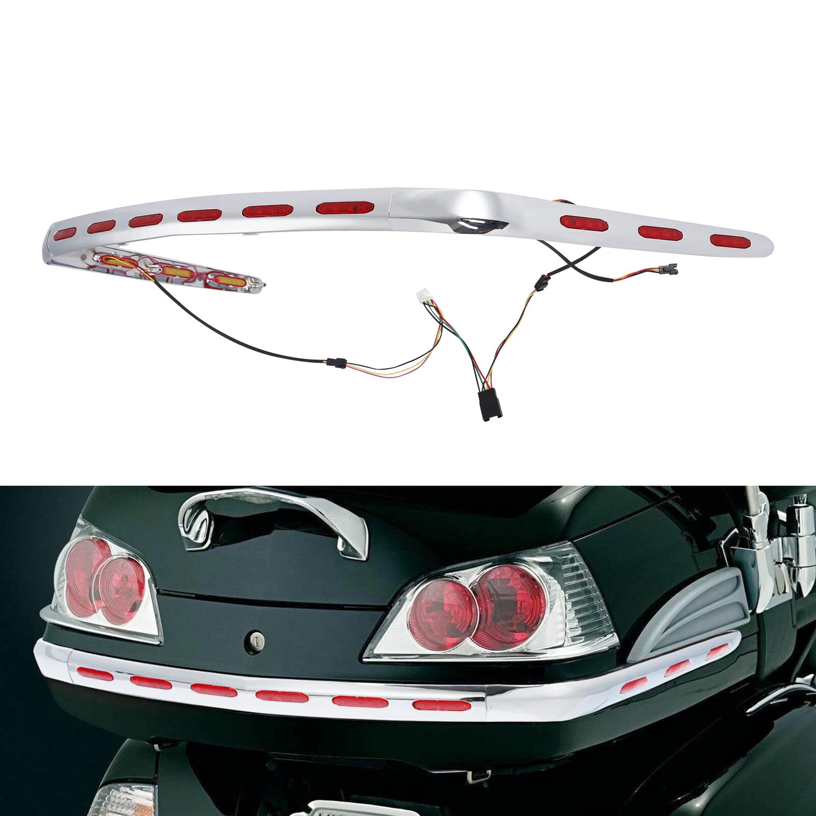 TCMT Rear Trunk Decoration Trim Molding Cover LED Lights Fit for Honda Goldwing 1800 GL1800 2001-2011
