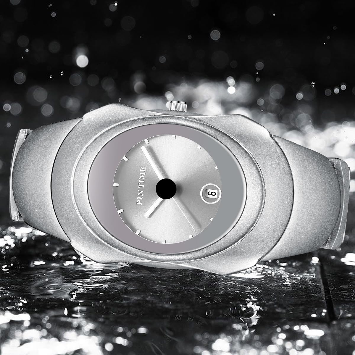 PINTIME Fashion Mens Unique Watches Slim Sleek Classic Stainless Steel Quartz Waterproof Business Wristwatches for Men Auto Date - Image 2