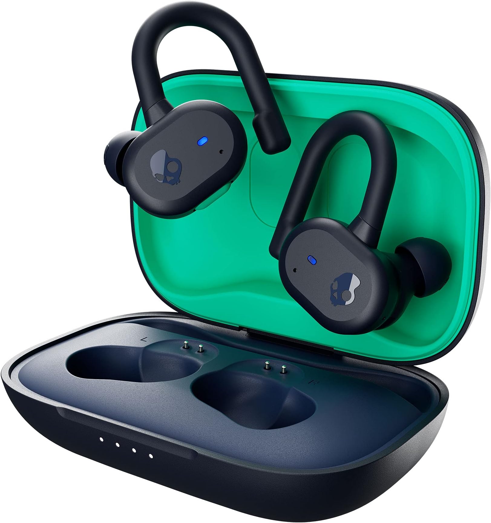 SkullcandyPush Active In-Ear Wireless Earbuds, 43 Hr Battery, Skull-iQ, Alexa Enabled, Microphone, Works with iPhone Android and Bluetooth Devices - Dark Blue/Green