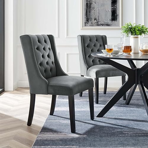 Modway Baronet Performance Velvet - Juego de 2 sillas de comedor, color gris