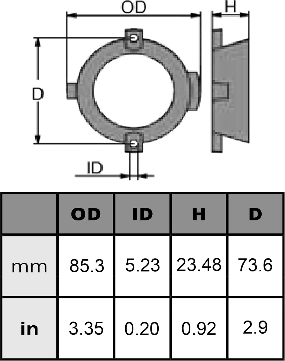 SouthMarine Boat Engine 97-806105 806105A1 806105Q1 806105T1 18-6093 Bearing Carrier Anode for Mercury Mercruiser Outboard Motor Alpha One Gen II and Vazer Drives, Zinc (Zinc)