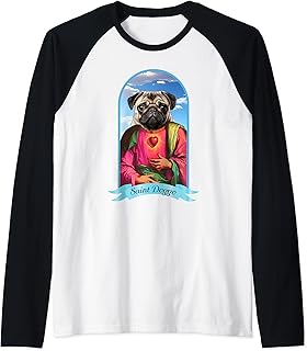 Funny Religious Pug Dog as Saint Doggo Raglan Baseball Tee