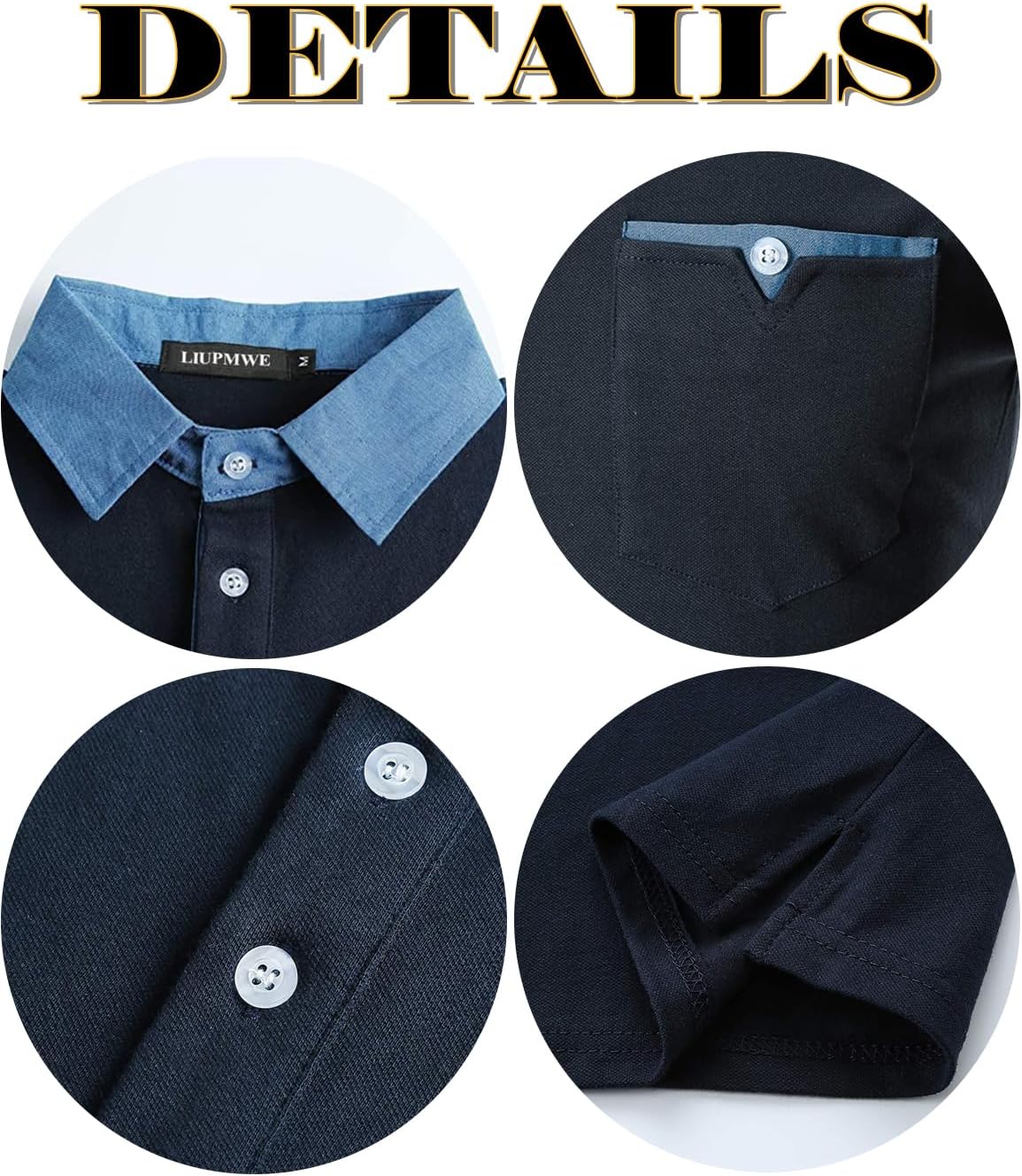 LIUPMWE Men's Shirt Long Sleeve Polo Shirt for Men Basic Slim Fit Long Sleeve Polo Men's Shirts with Pocket Golf Shirts - Image 5