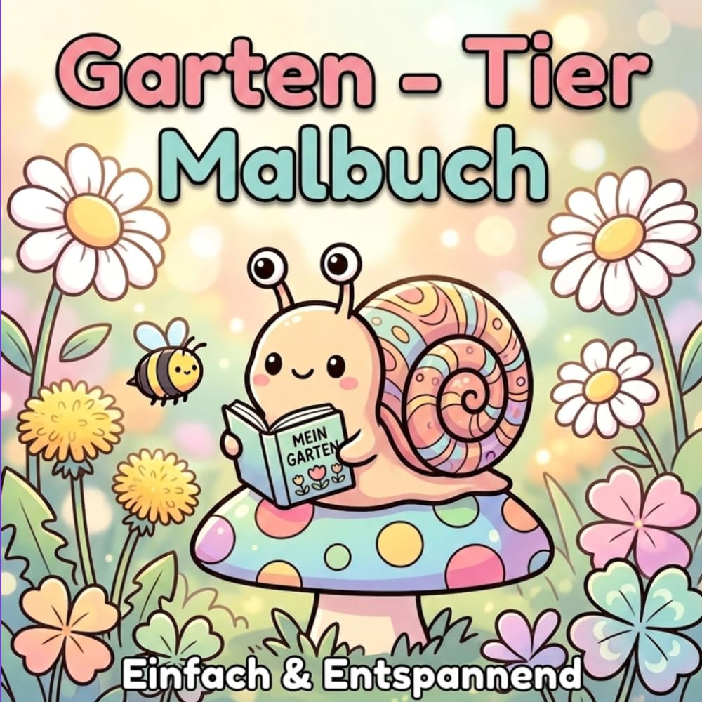 Garten - Tier Malbuch: Das große Ausmalbuch der Ruhe | 40 einfache & großflächige Motive mit Blumen, süßen Tieren und idyllischen Gärten zum Ausmalen: ... und Teens zur Entspannung und Stressabbau