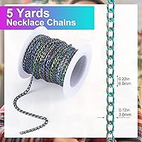 Vista 4 de PAGOW - Cable trenzado colorido sin soldar, de 16.4 pies, 5 yardas, cadenas de joyería para hacer joyas, collar de eslabones con carrete de 0.118 x