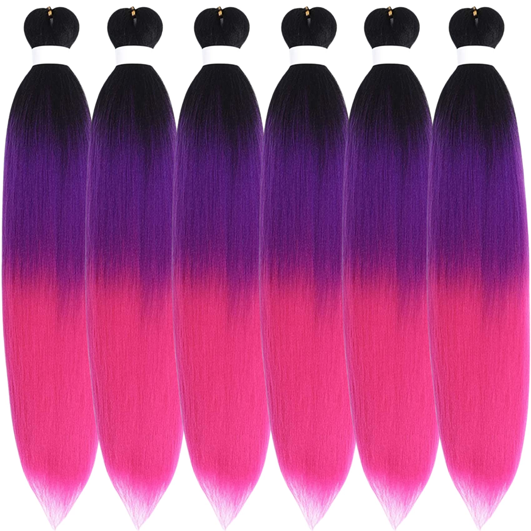 Purple Pink Braiding Hair Pre Stretched Knotless Synthetic Yaki Ez Braid Braiding Hair