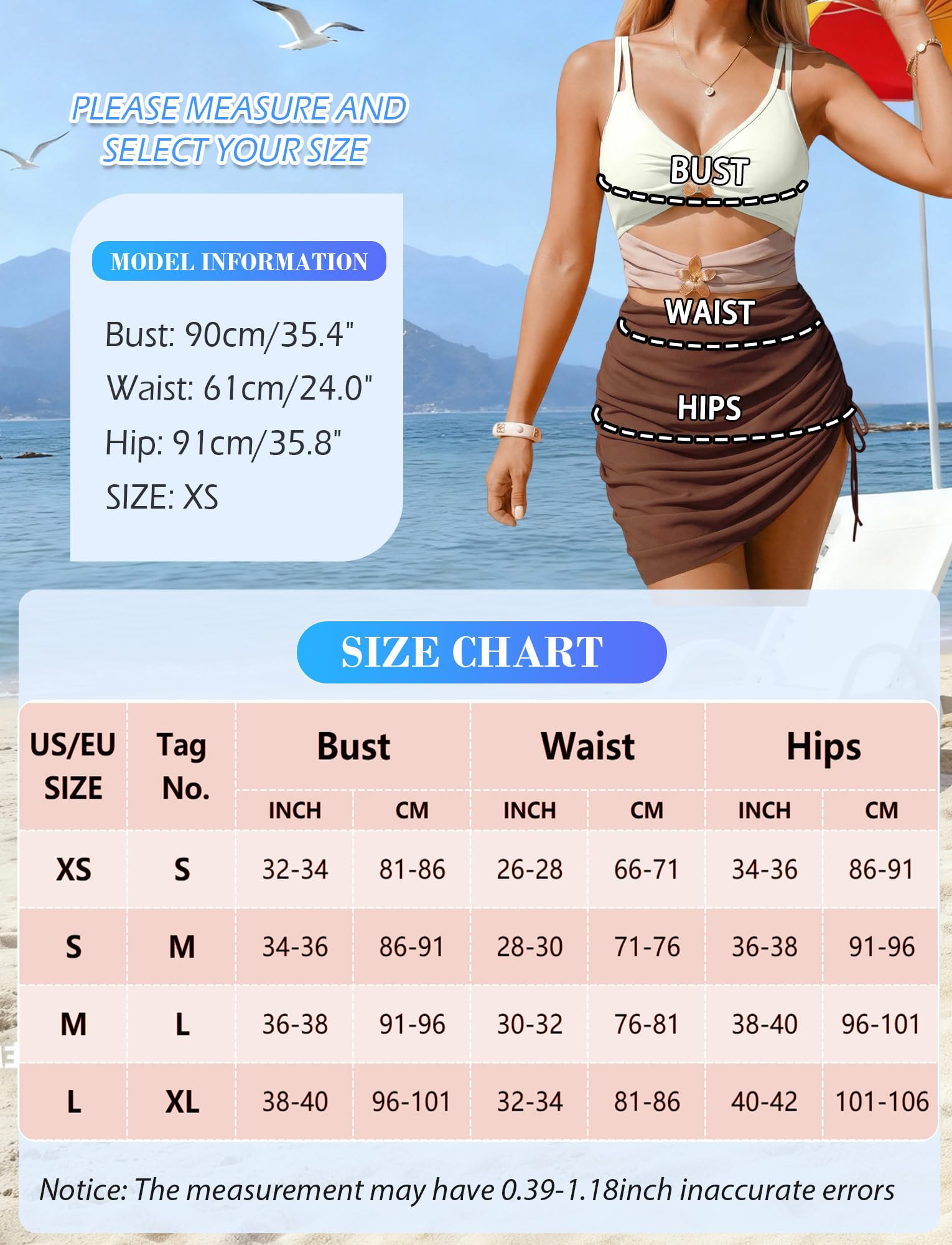 Femme Maillot de Bain Une Pièce Monokini Sexy Cut-Out Maillot de Bain Push Up avec Découpes et Pièces Métalliques XS-L(EU)=Tag S-XL
