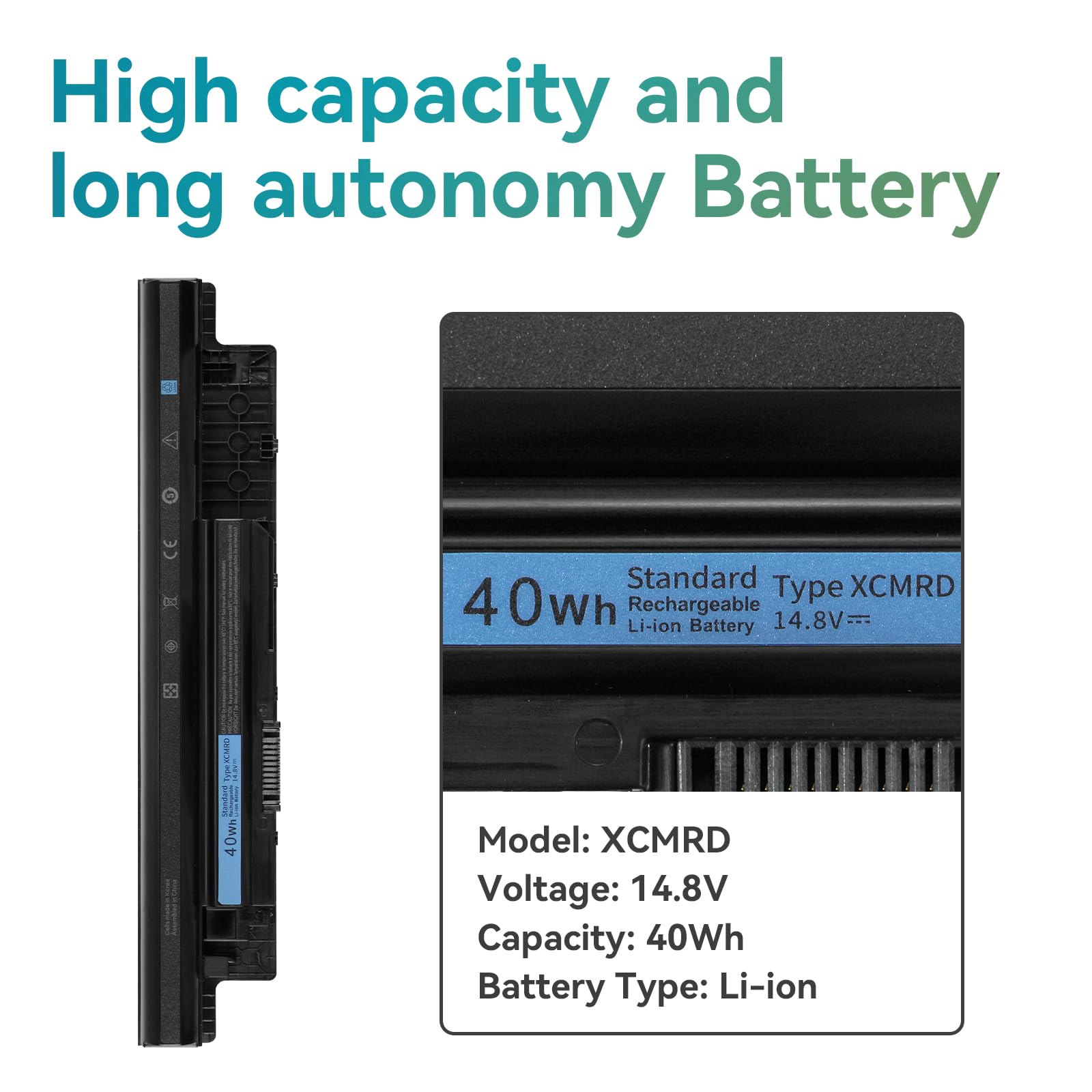 XCMRD Batterie pour Dell Latitude 3440 3540 Inspiron 14 3421 3442 3437 14R 5421 15 3521 3531 3537 3542 3543 15R 5521 5537 17 3721 3737 5748 5749 17R 5721 5737 Vostro 2421 2521 3546 MR90Y 4WY7C 6HY59