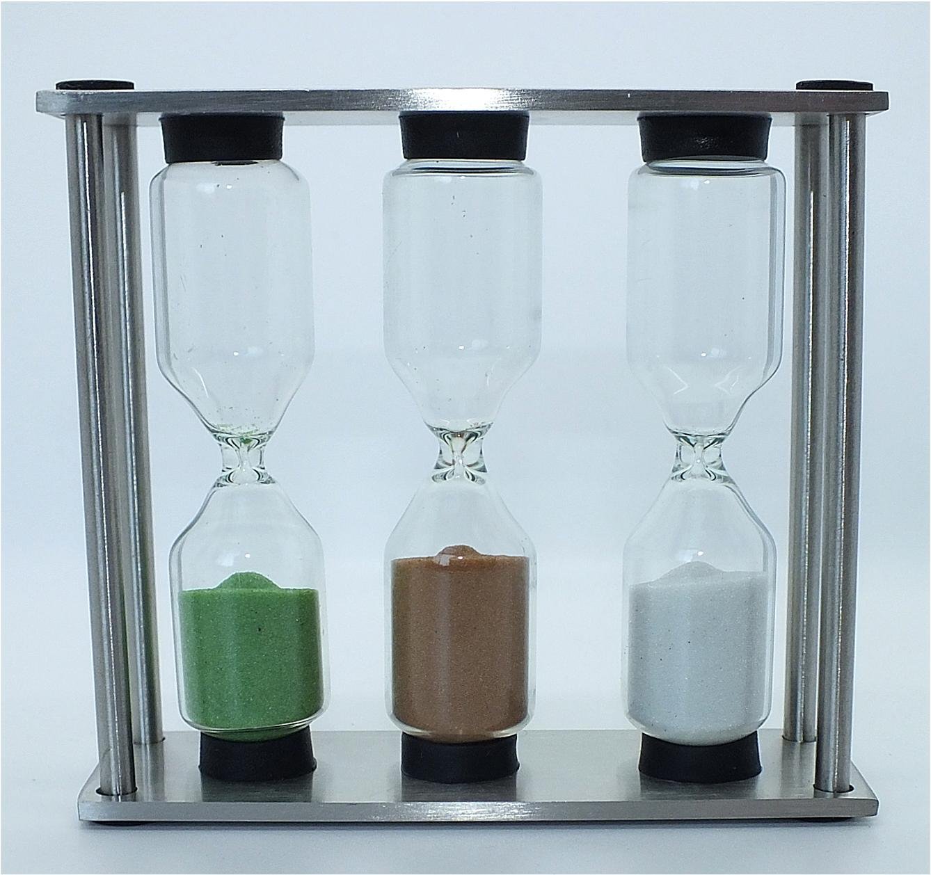 Teeblume Timer per tè, con 3 clessidre, in acciaio inox e vetro